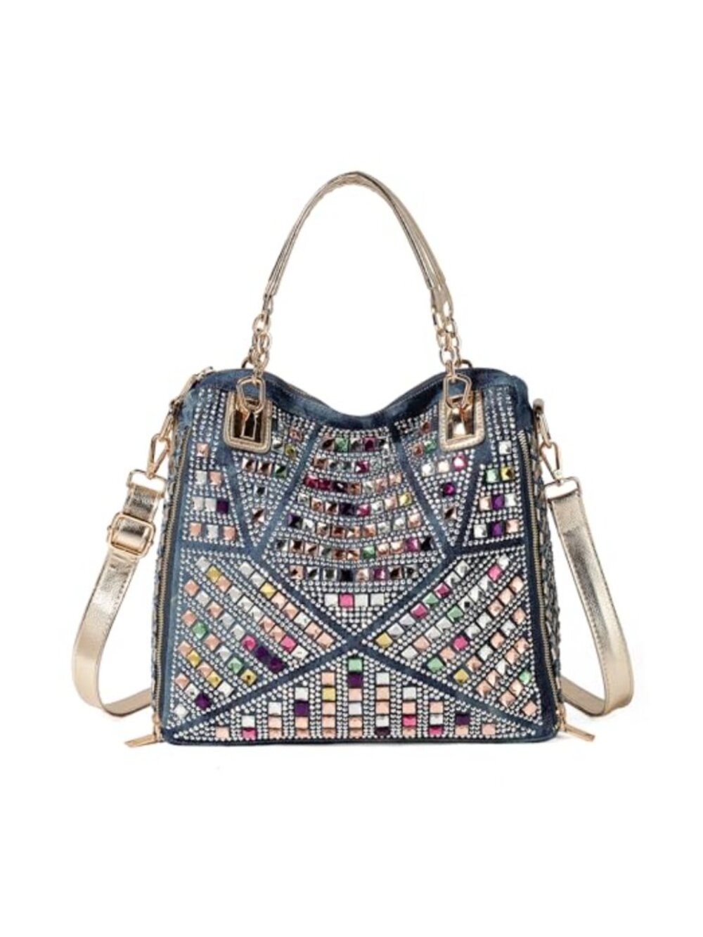 Rhinestone Crossbody Bag Bling Geometric Party Purse